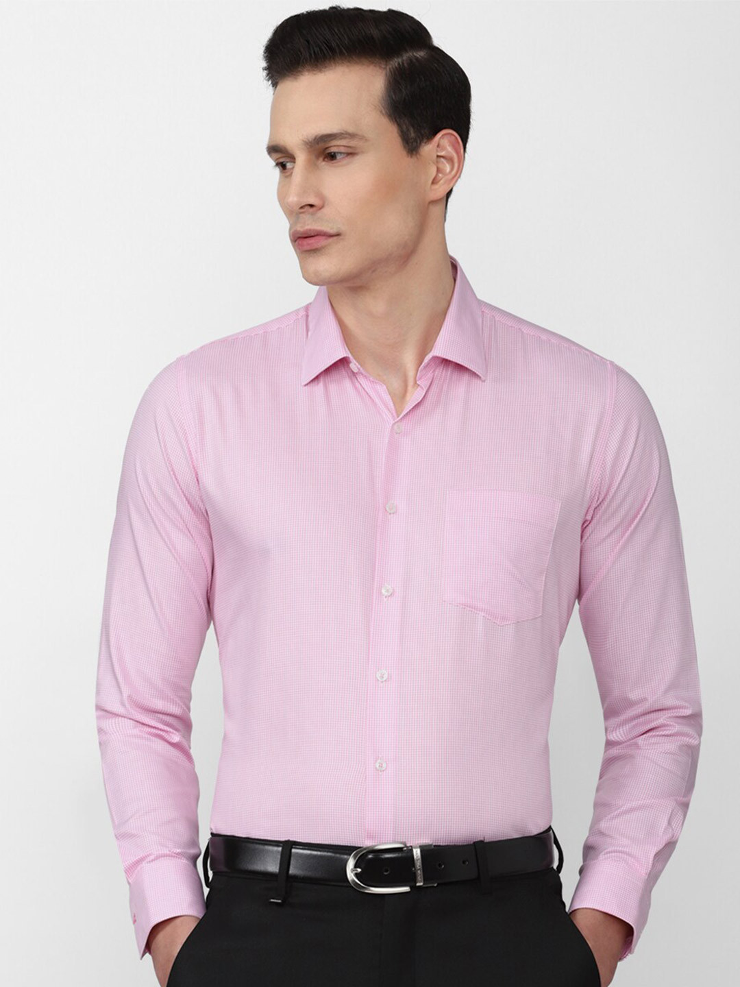 

Van Heusen Men Pink Slim Fit Checked Formal Shirt