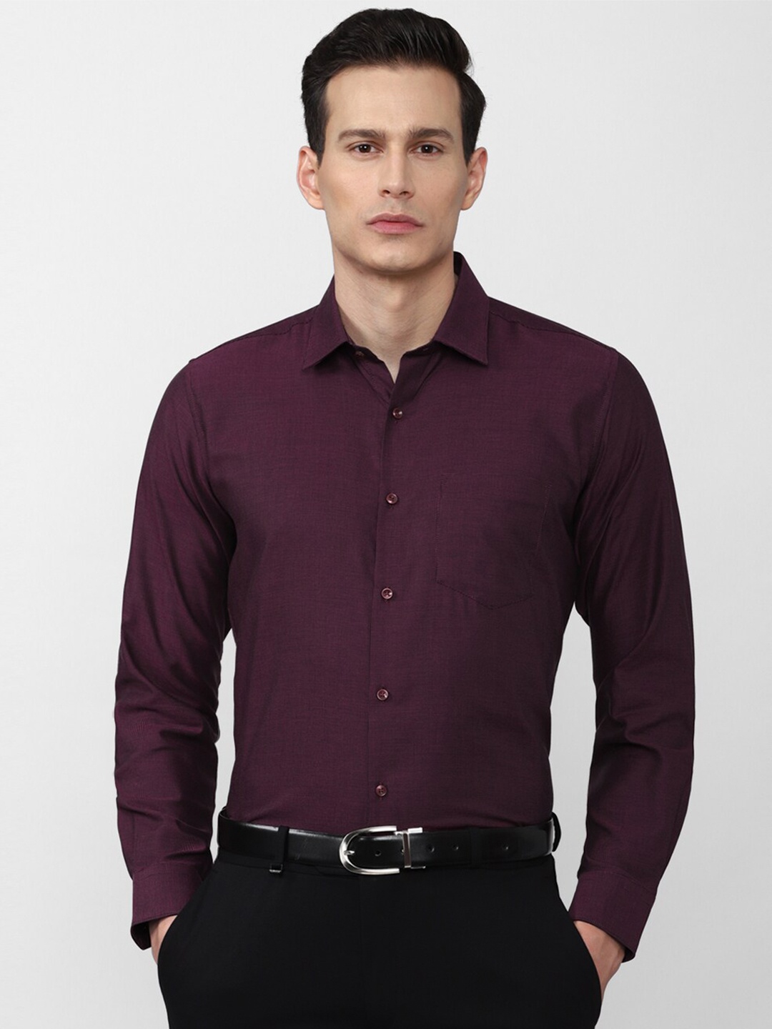 

Van Heusen Men Purple Self Design Formal Shirt