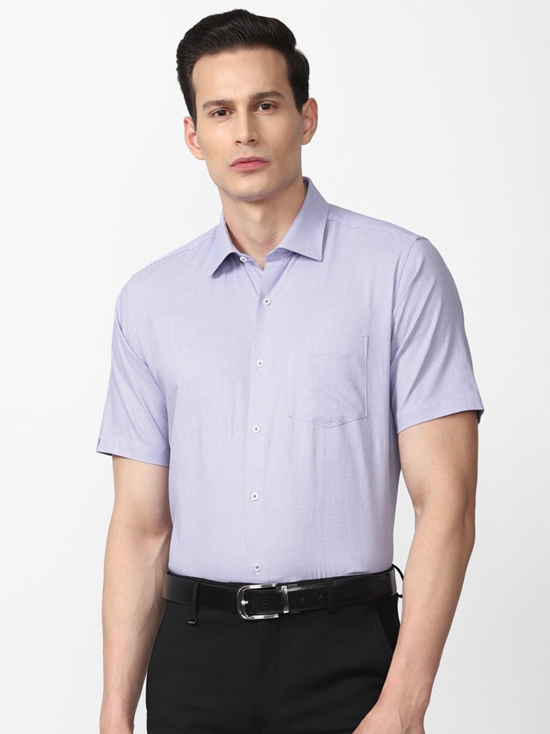 

Van Heusen Men Purple Checked Formal Shirt
