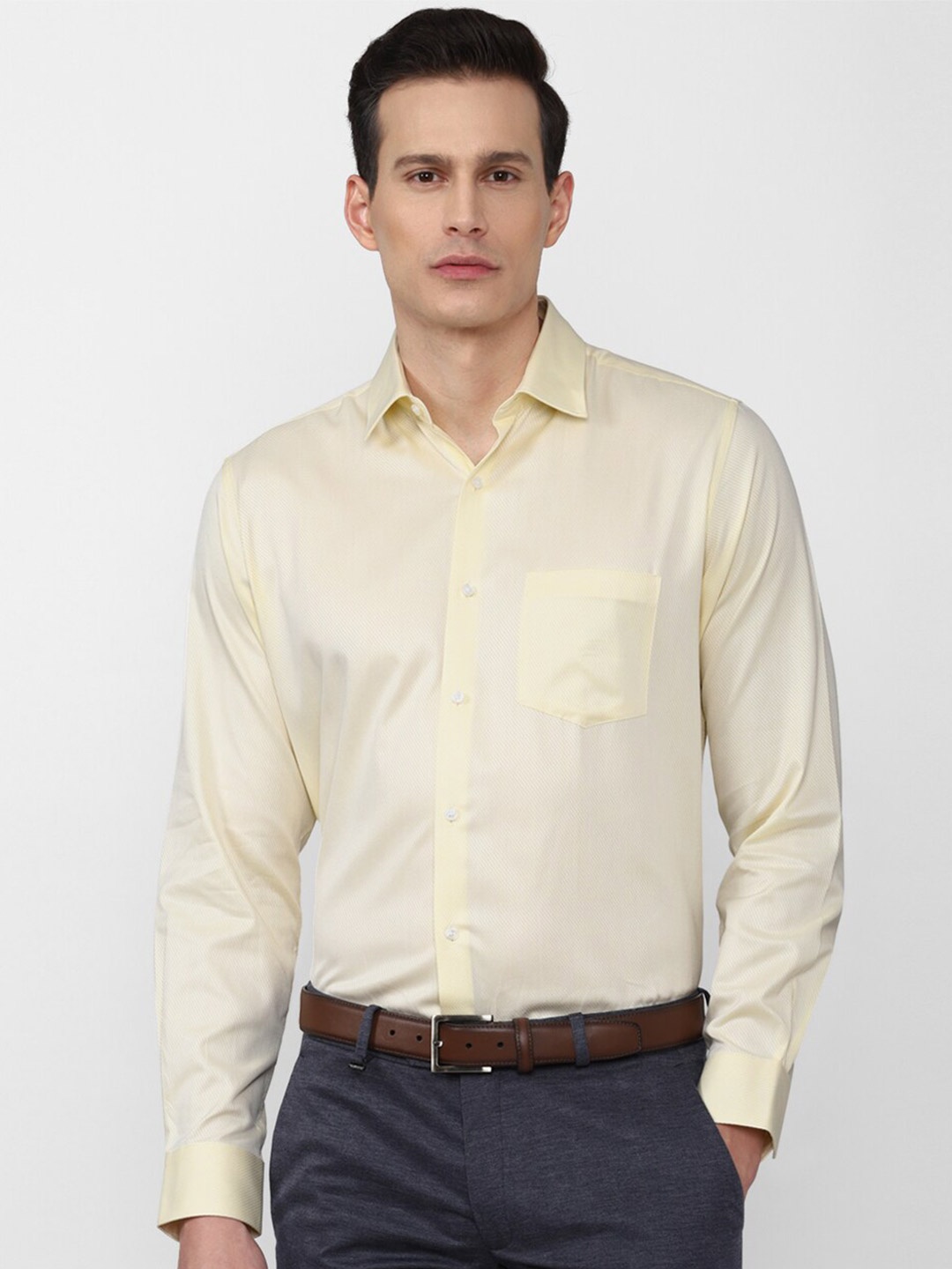 

Van Heusen Men Yellow Self Design Slim Fit Formal Shirt