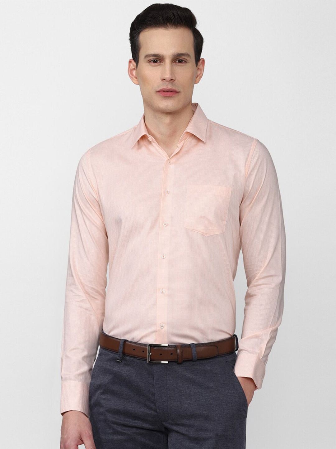 

Van Heusen Men Peach-Coloured Slim Fit Formal Shirt