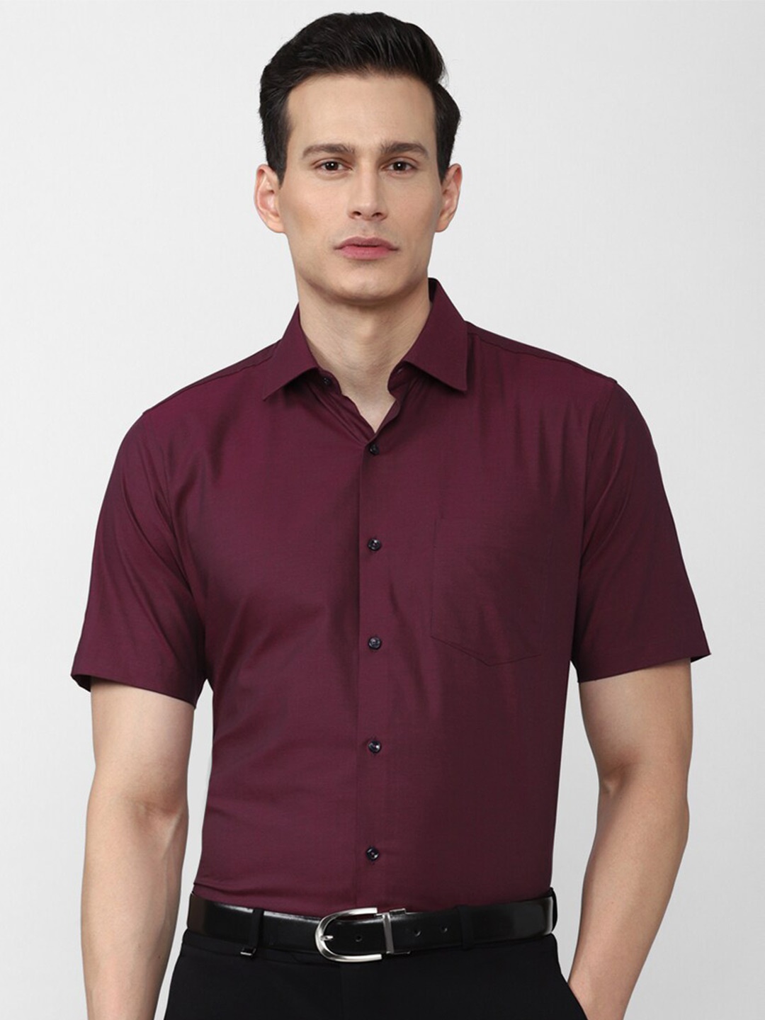 

Van Heusen Men Maroon Solid Formal Shirt