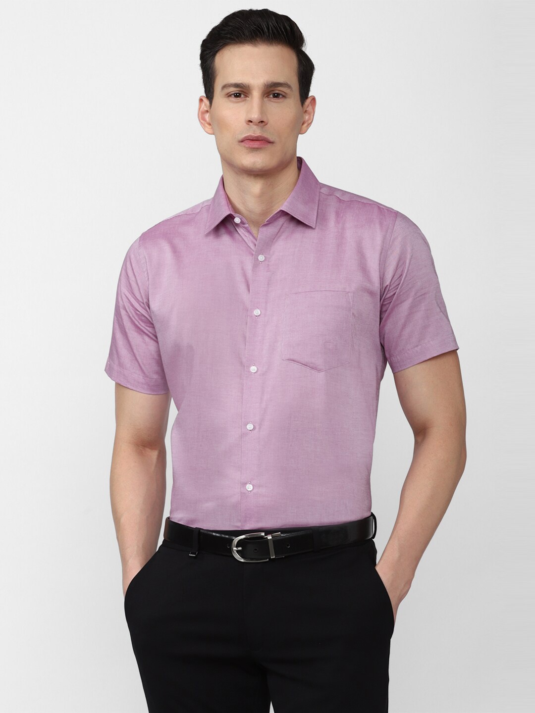 

Van Heusen Men Purple Solid Cotton Formal Shirt