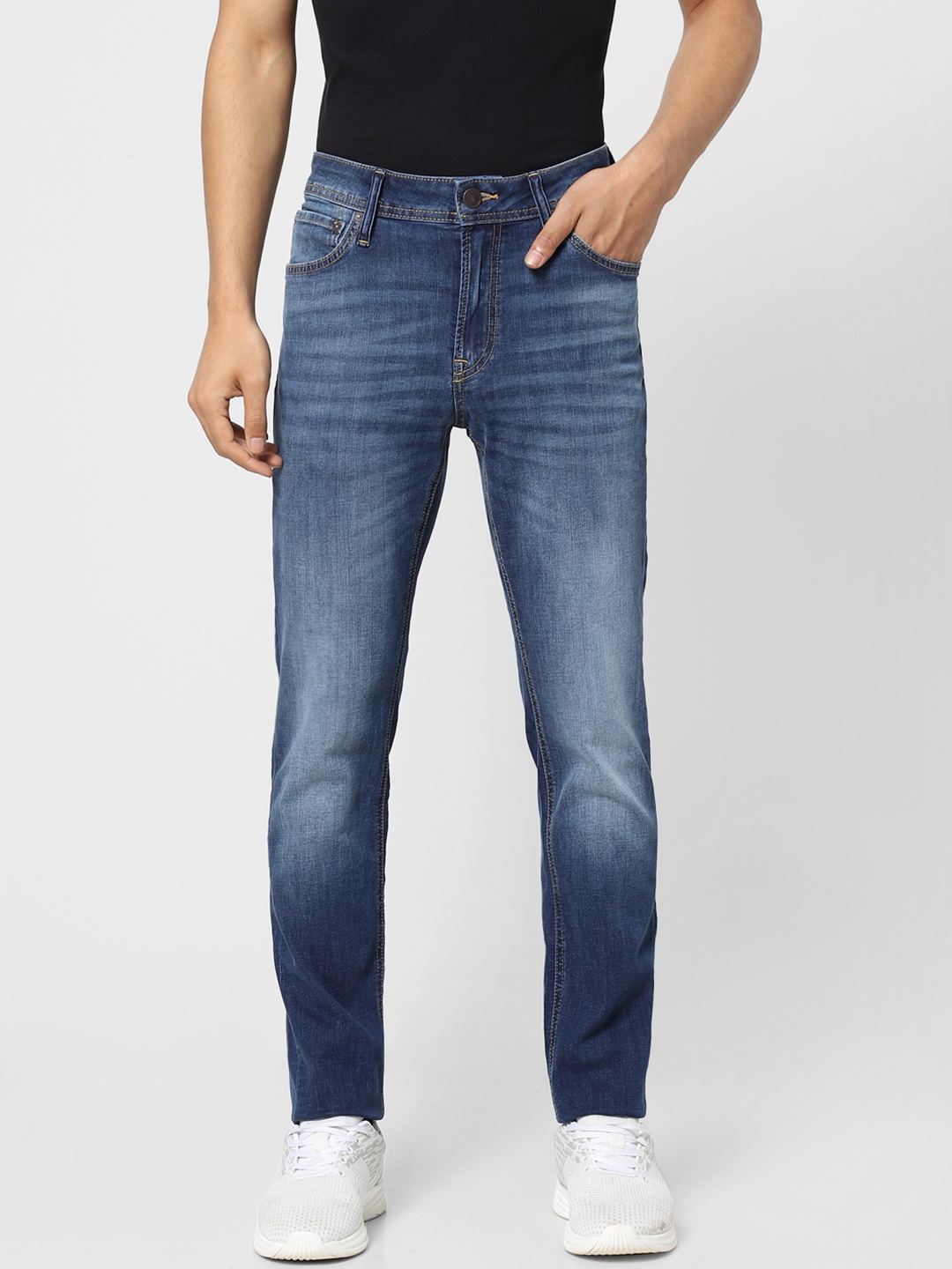 

Jack & Jones Men Blue Ben Skinny Fit Low-Rise Heavy Fade Stretchable Jeans