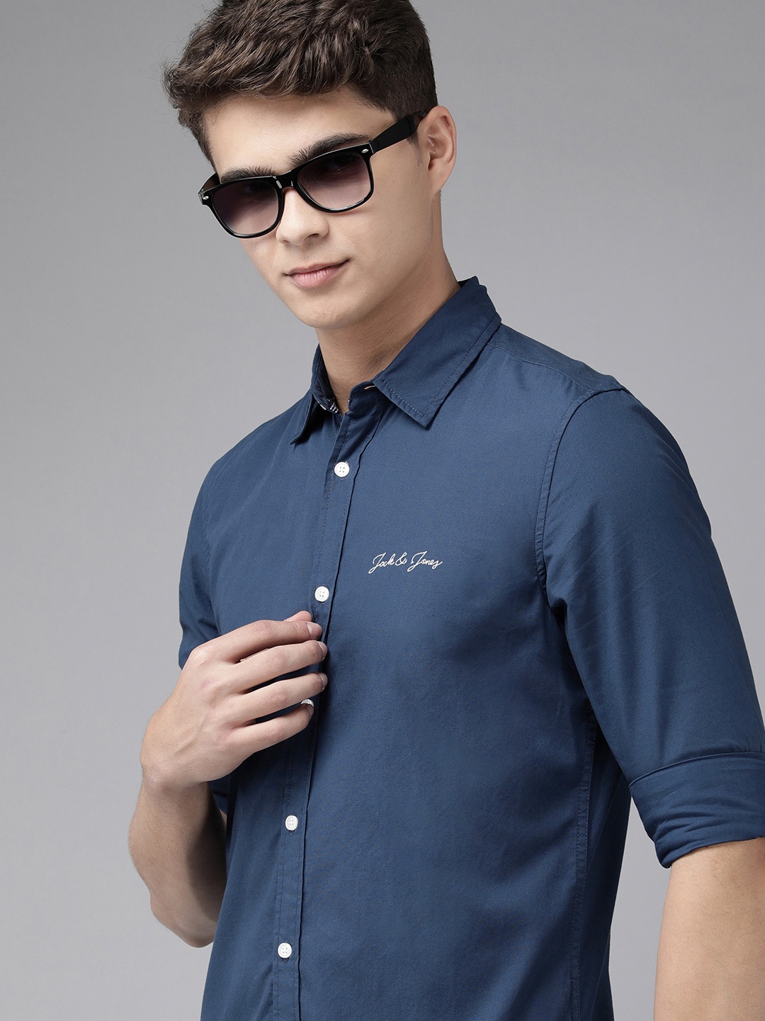 

Jack & Jones Men Blue Pure Cotton Original Slim Fit Long Sleeves Casual Shirt