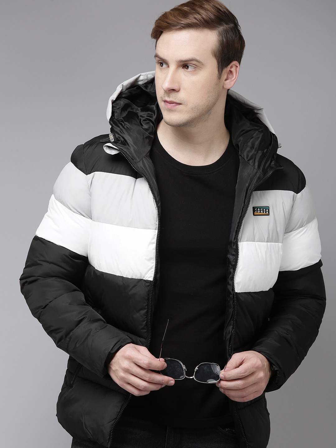 

Jack & Jones Men Colourblocked Puffer Jacket, Black