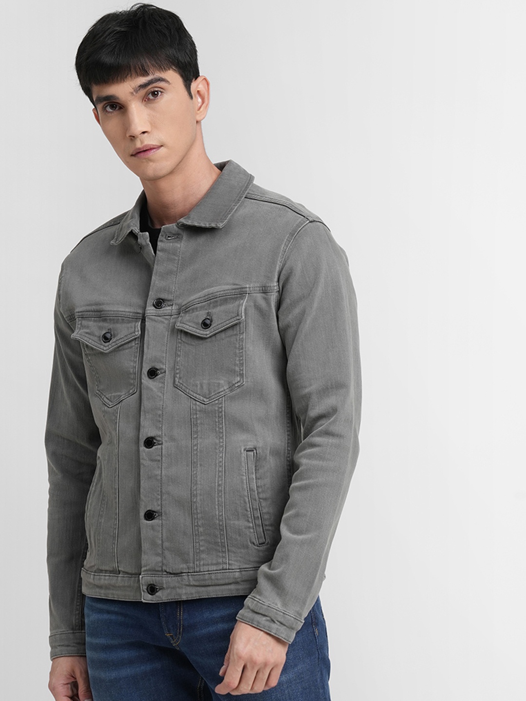 

Jack & Jones Men Grey Denim Jacket