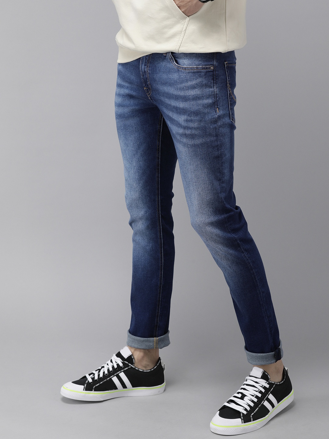 

Jack & Jones Men Blue Glen Slim Fit Low-Rise Light Fade Stretchable Jeans