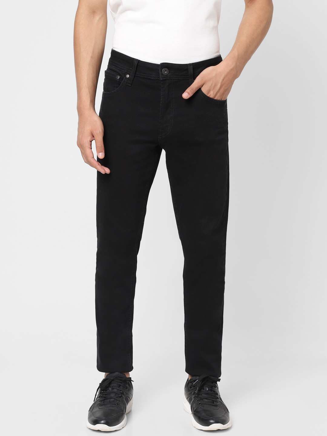 

Jack & Jones Men Black Glen Slim Fit Mid-Rise Stretchable Jeans