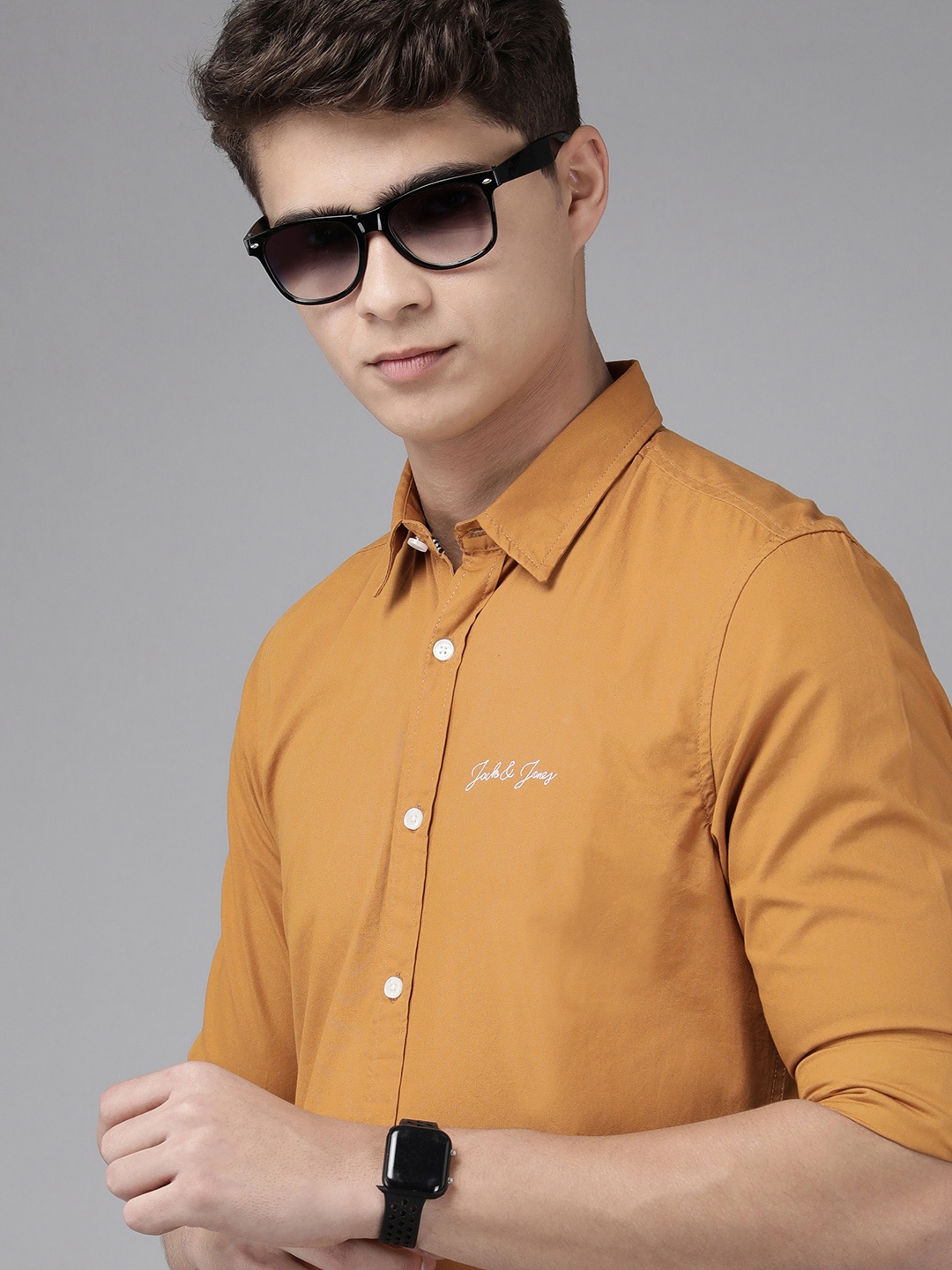 

Jack & Jones Men Brown Pure Cotton Original Slim Fit Long Sleeves Casual Shirt