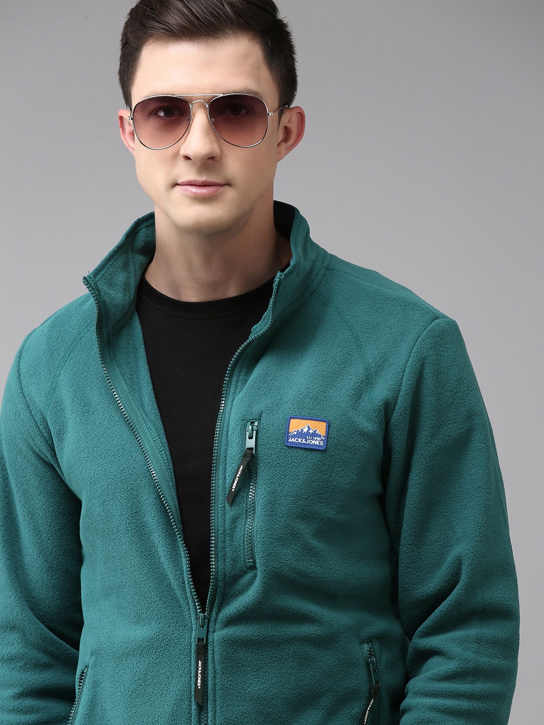 

Jack & Jones Men Blue Solid Polar Jacket