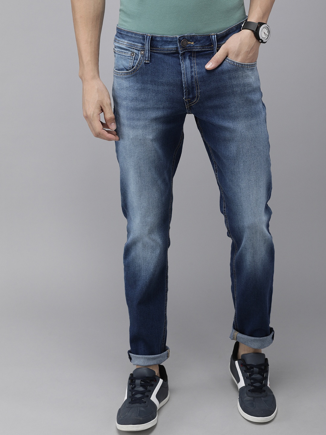 

Jack & Jones Men Blue Glen Slim Fit Low-Rise Light Fade Stretchable Jeans