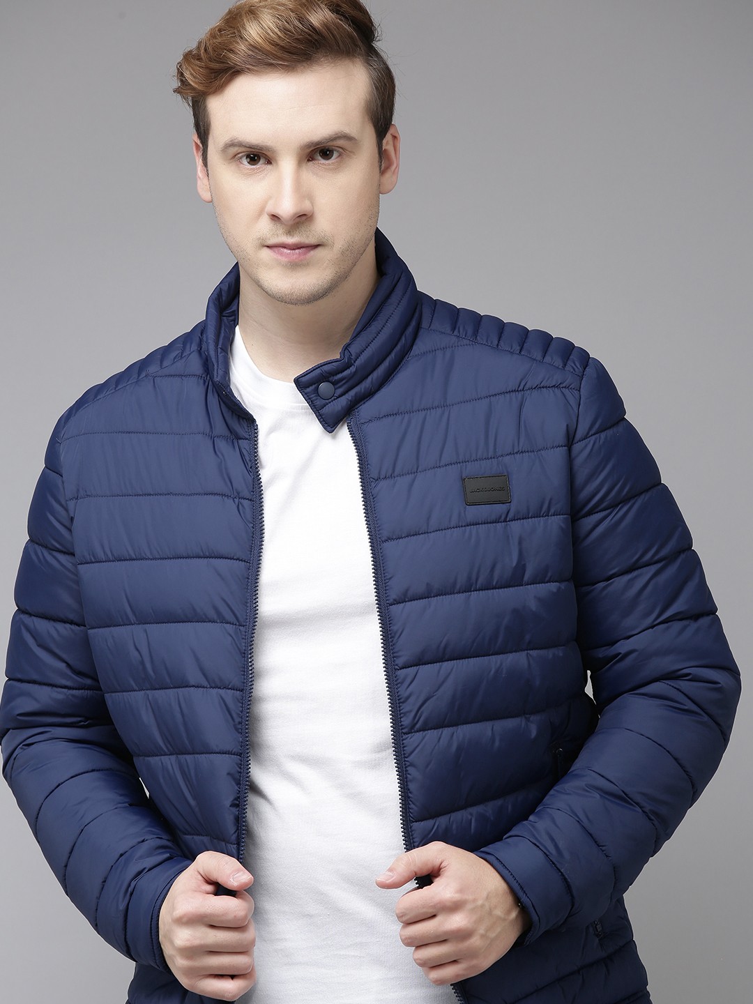 

Jack & Jones Men Solid Long Sleeves Puffer Jacket, Blue