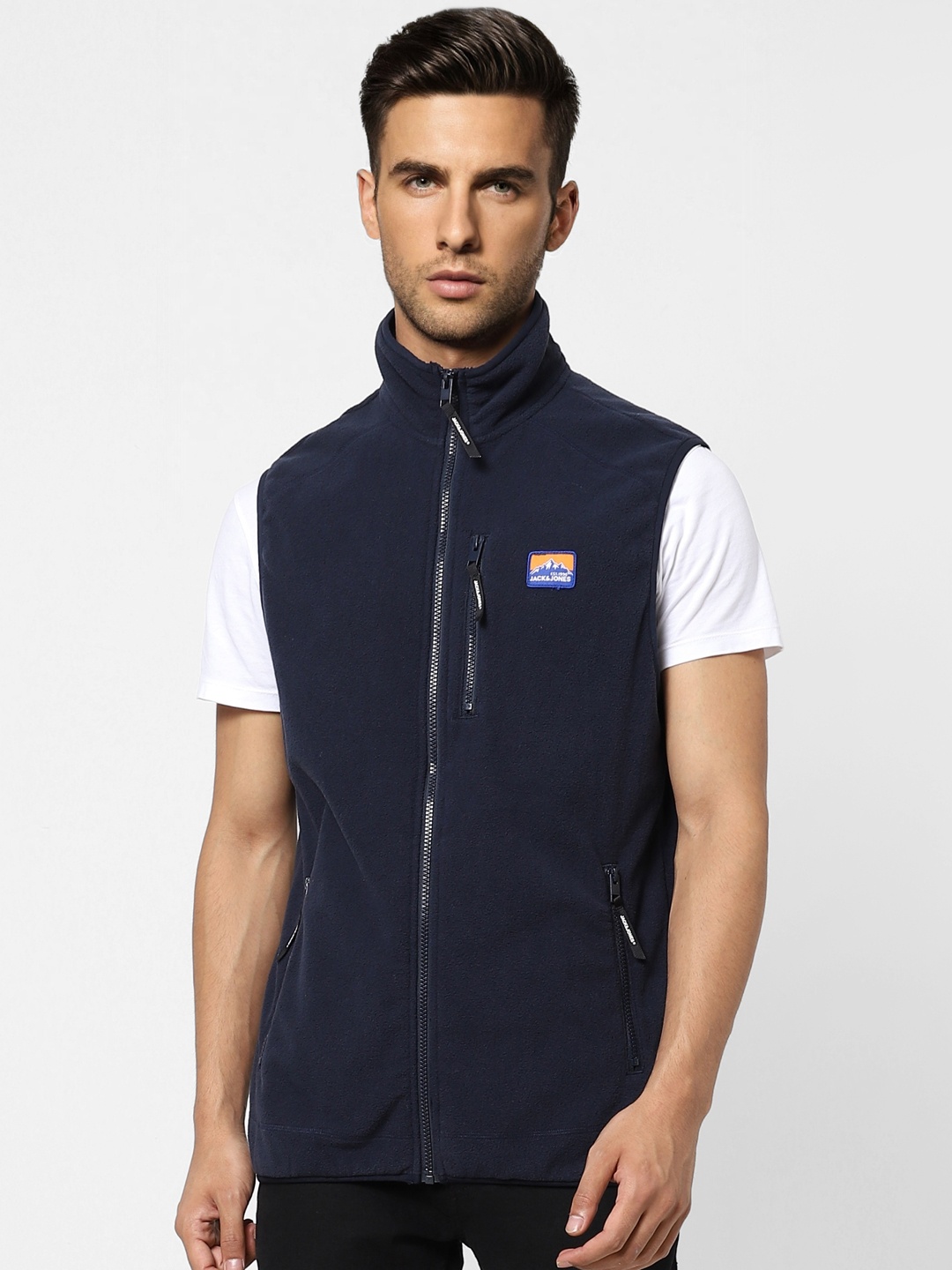 

Jack & Jones Men Solid Sleeveless Tailored Jacket, Navy blue