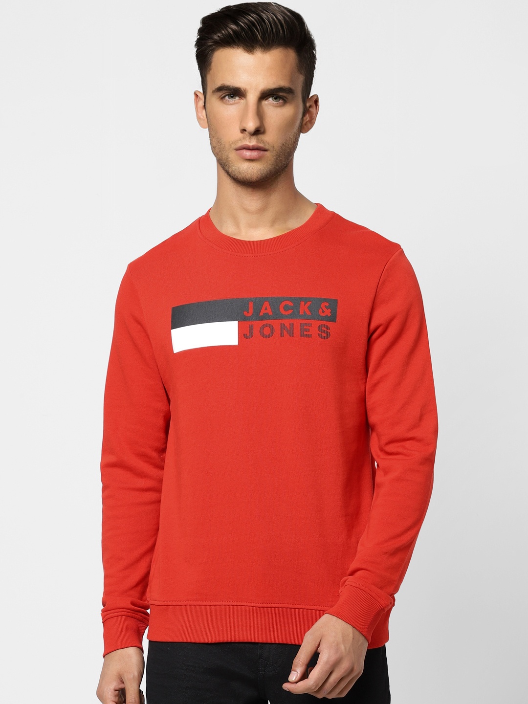 

Jack & Jones Men Orange Printed Sweatshirt