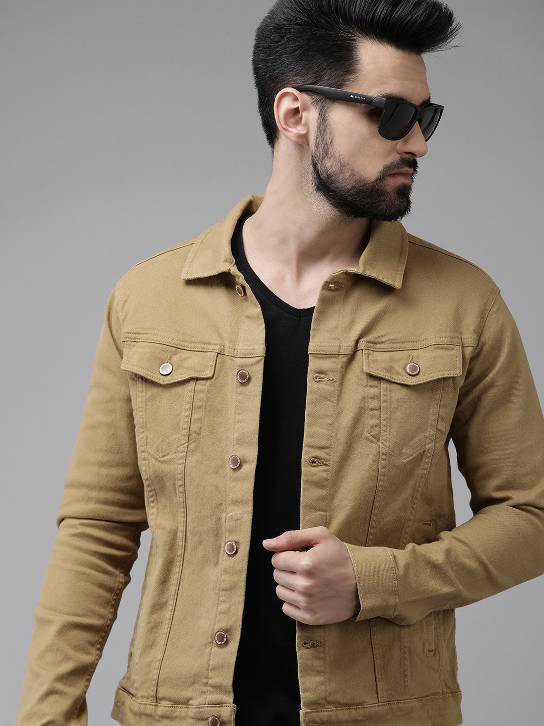 

Jack & Jones Men Brown Solid Denim Jacket