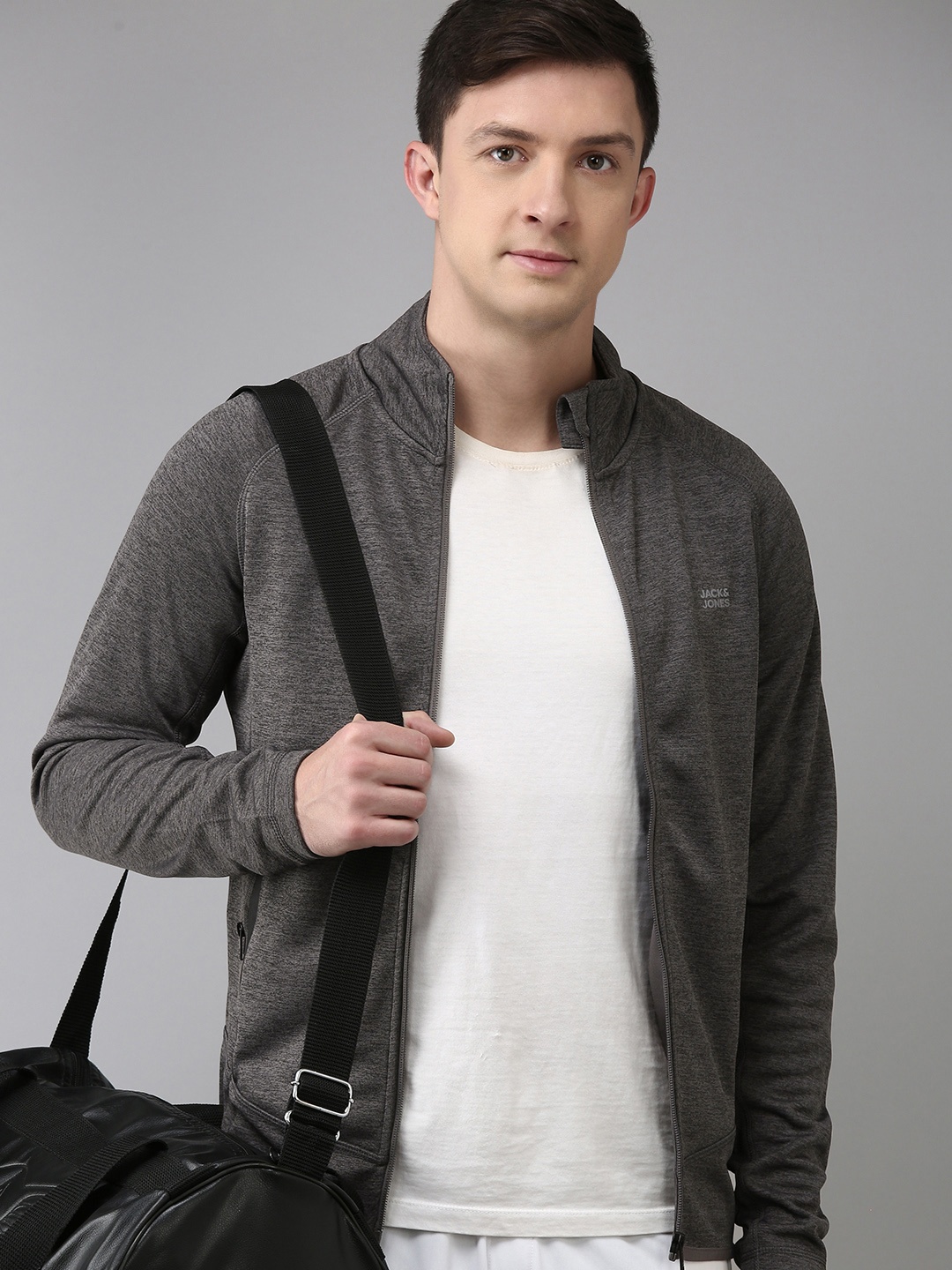 

Jack & Jones Men Grey Solid Sporty Jacket