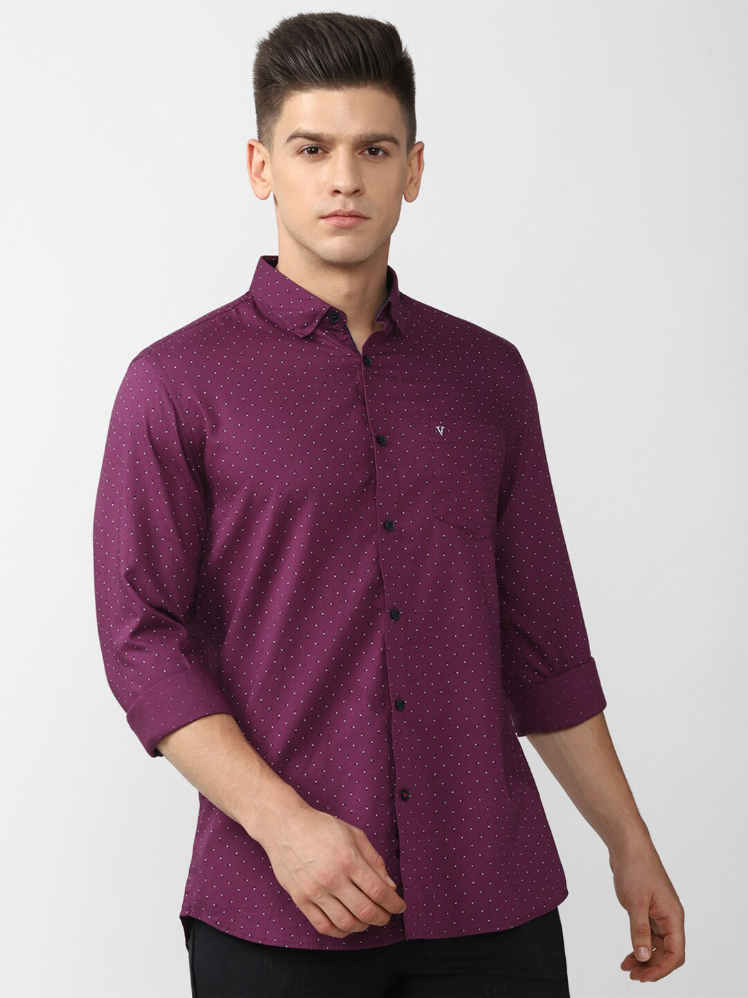 

Van Heusen Sport Men Purple Slim Fit Printed Cotton Casual Shirt