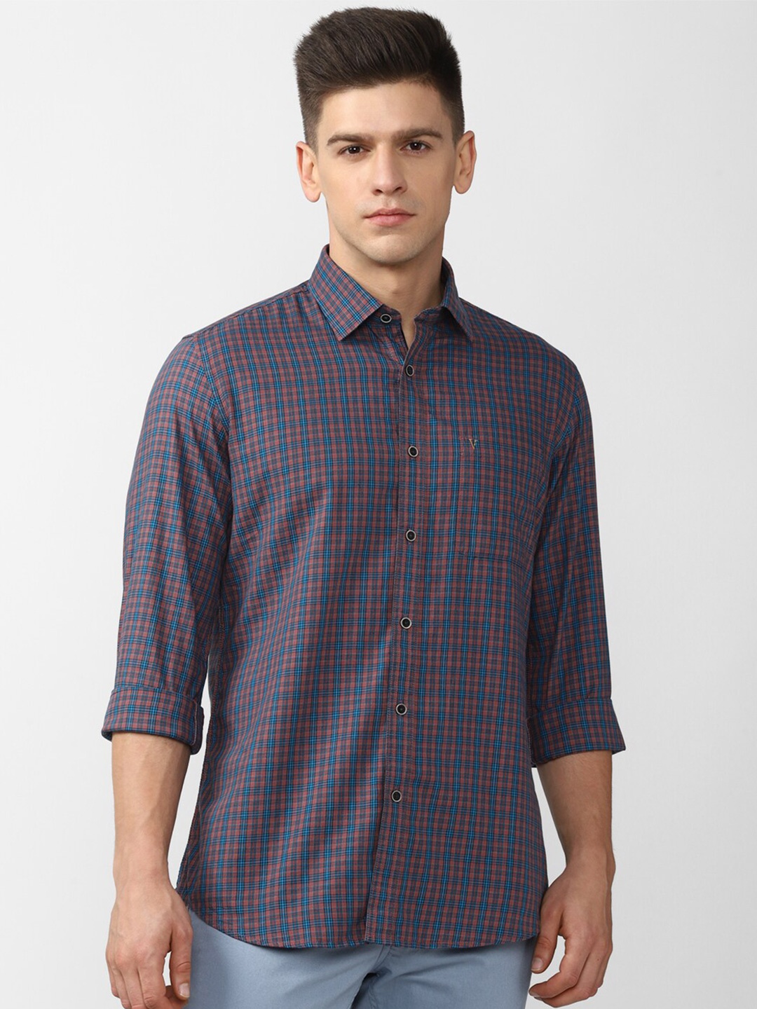 

Van Heusen Sport Men Blue Slim Fit Checked Casual Shirt