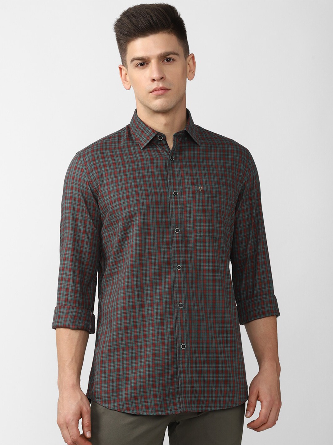 

Van Heusen Sport Men Grey Slim Fit Checked Casual Shirt