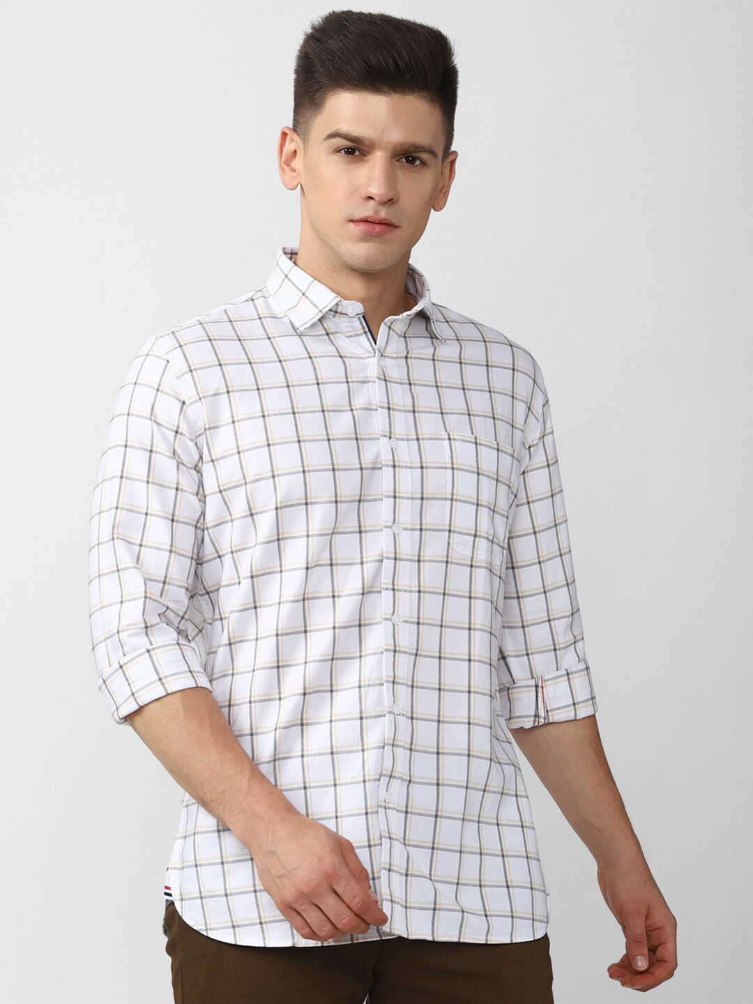 

Van Heusen Sport Men White Slim Fit Grid Tattersall Checked Casual Shirt