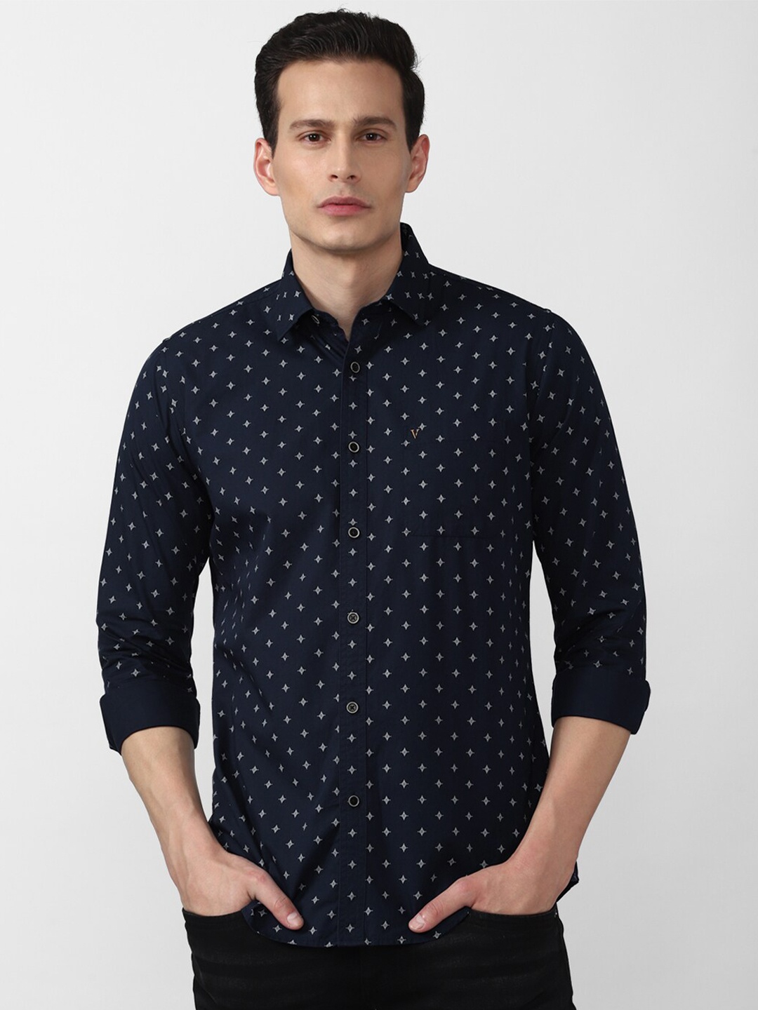 

Van Heusen Sport Men Navy Blue Slim Fit Printed Casual Shirt