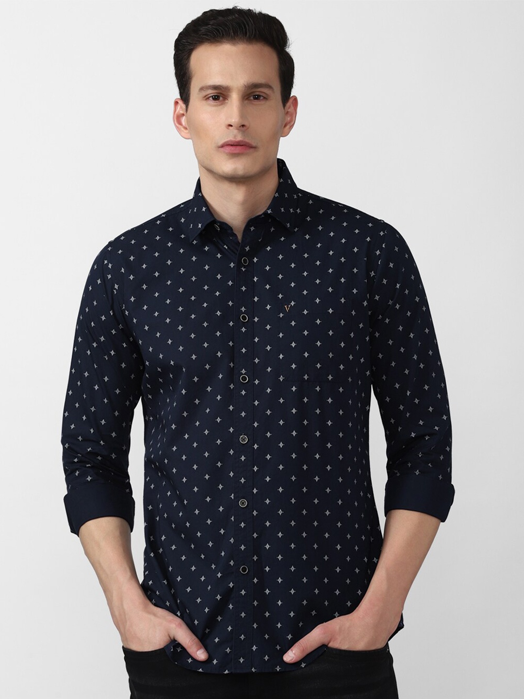 

Van Heusen Sport Men Navy Blue Slim Fit Micro Ditsy Printed Casual Shirt