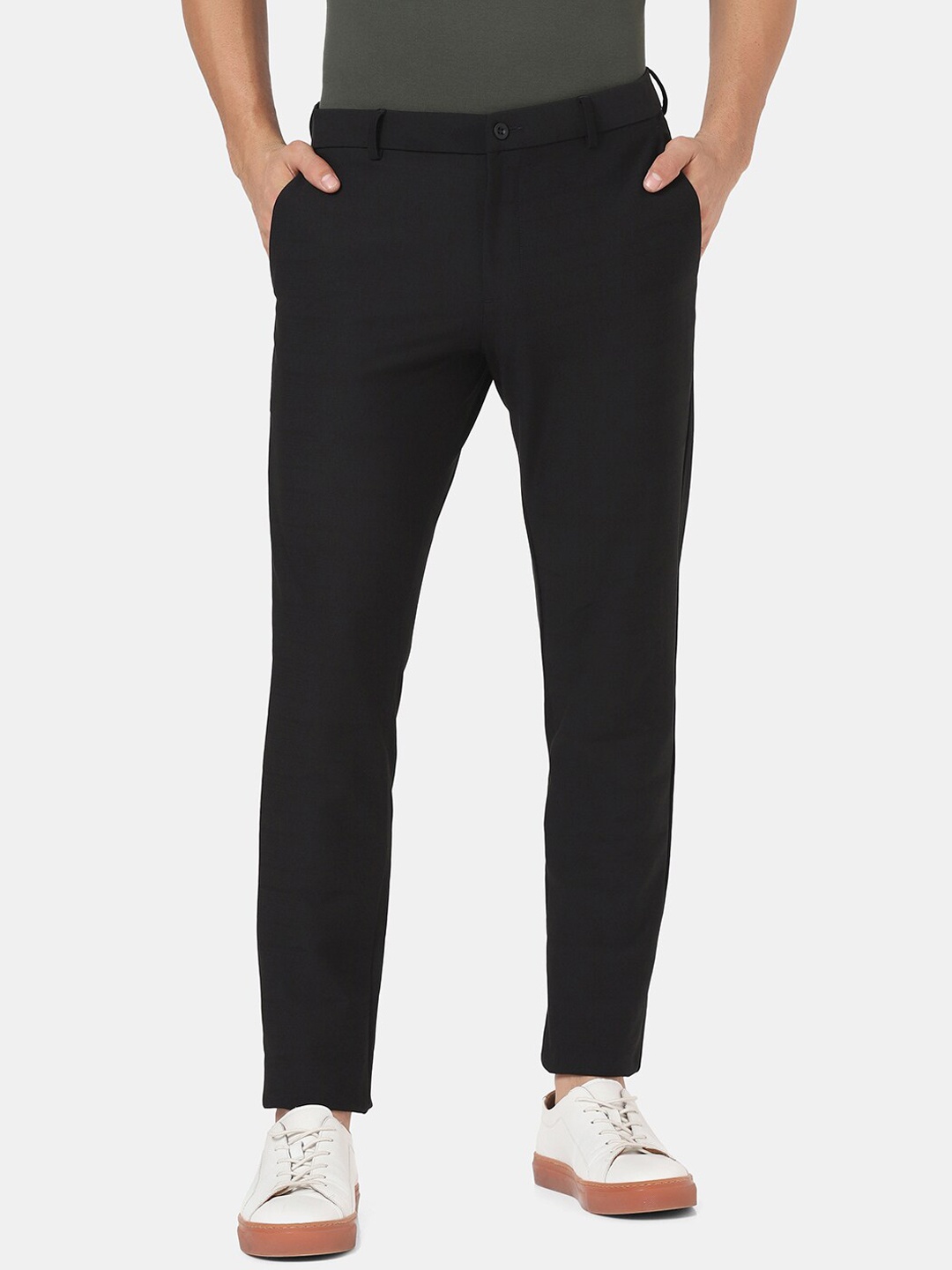 

Blackberrys TechPro Collection Men Black Skinny Fit Low-Rise Polyester Trousers