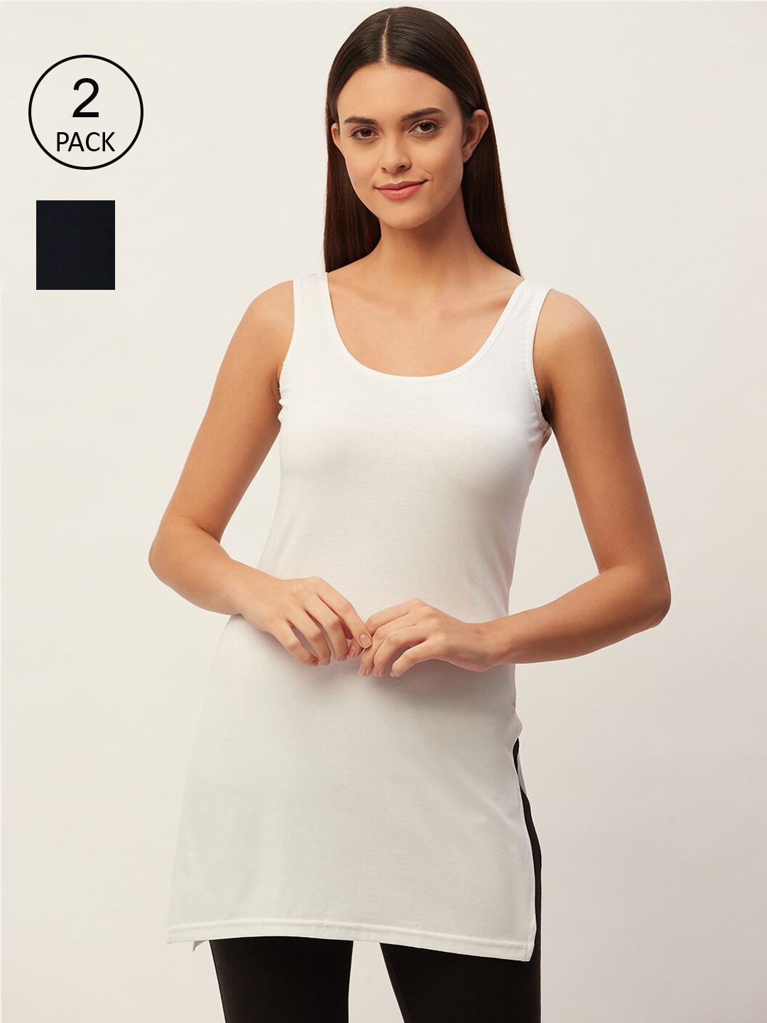 

Lady Lyka Pack of 2 Women White & Black Slips