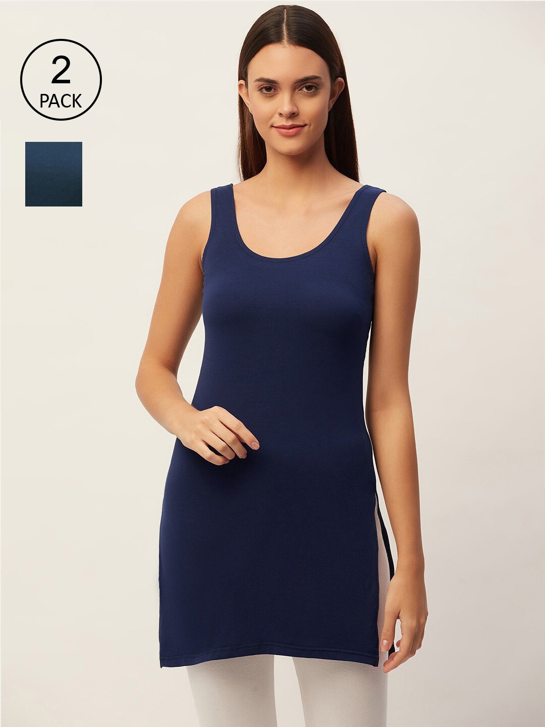 

Lady Lyka Pack of 2 Women Blue Solid Slips