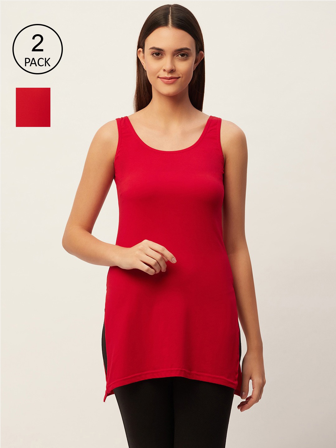 

Lady Lyka Women Red Pack of 2 Solid Cotton Slips