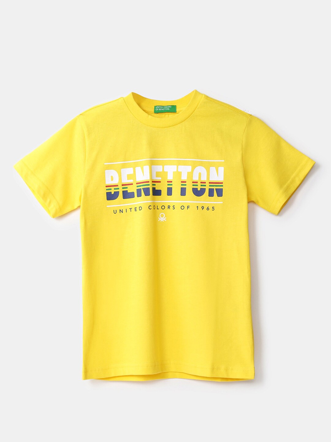 

United Colors of Benetton Boys Yellow Typography Printed T-shirt