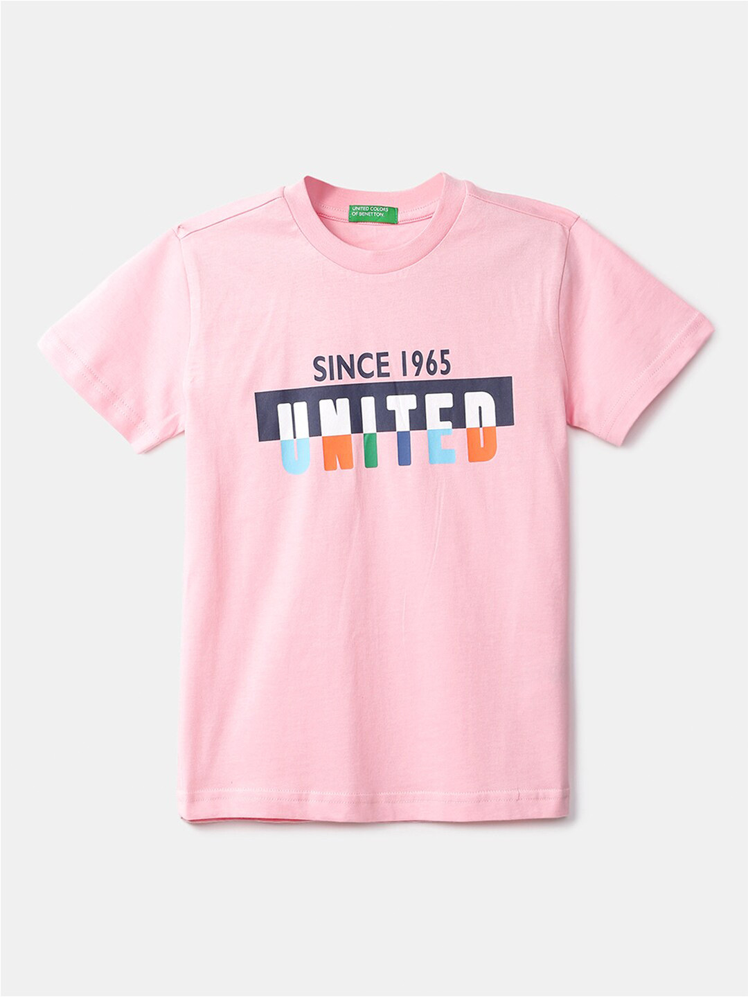 

United Colors of Benetton Boys Pink Typography Printed Tshirt