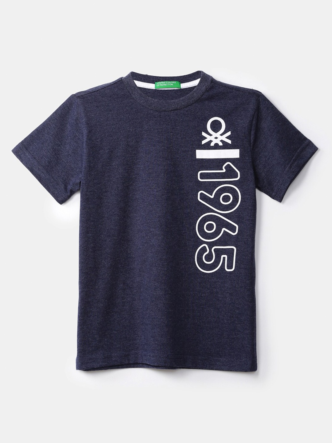 

United Colors of Benetton Boys Navy Blue Typography Printed T-shirt