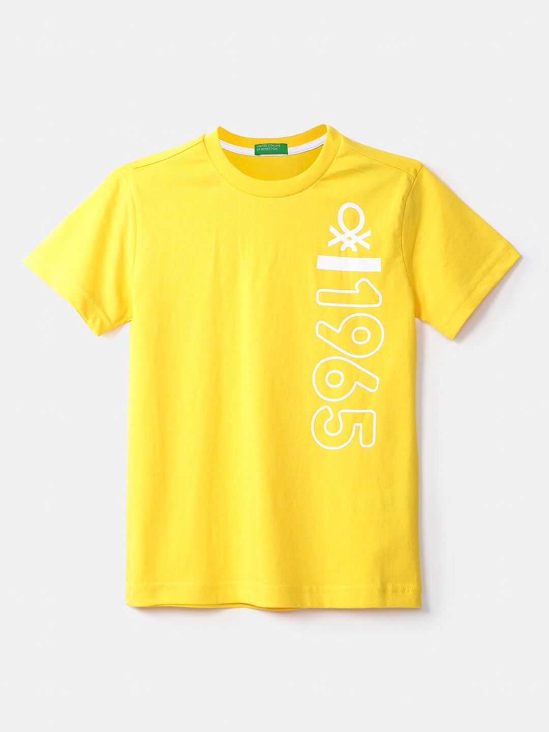 

United Colors of Benetton Boys Yellow Typography Printed T-shirt