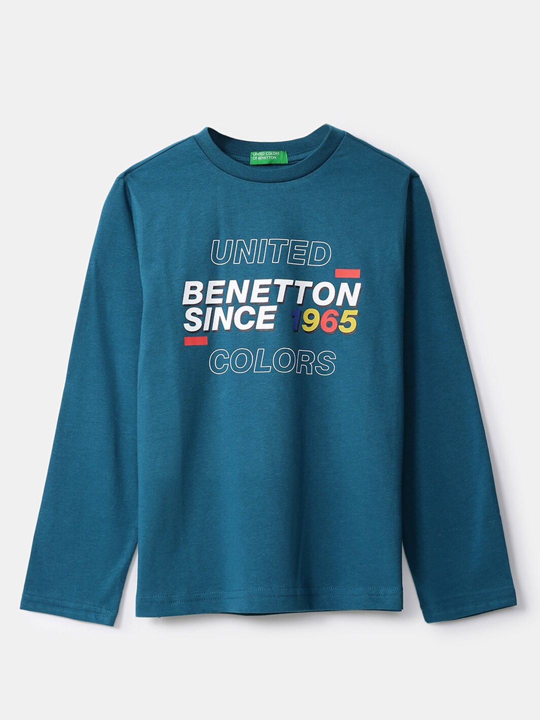 

United Colors of Benetton Boys Blue Typography Printed T-shirt