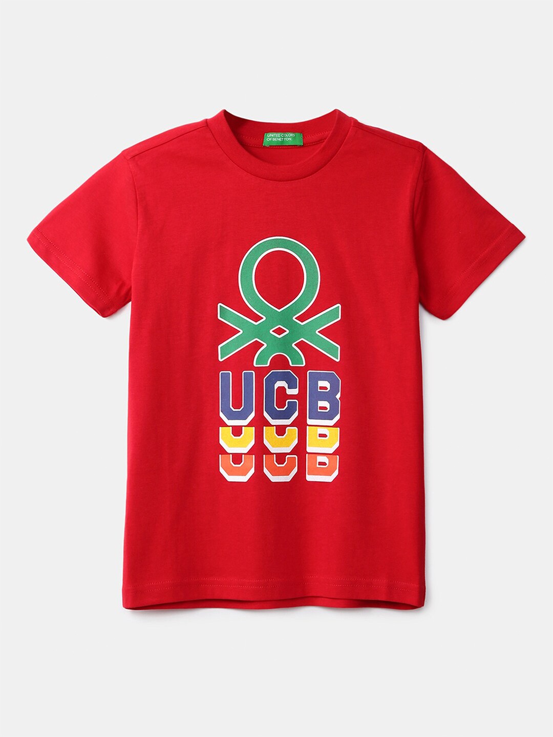 

United Colors of Benetton Boys Red Typography Printed T-shirt