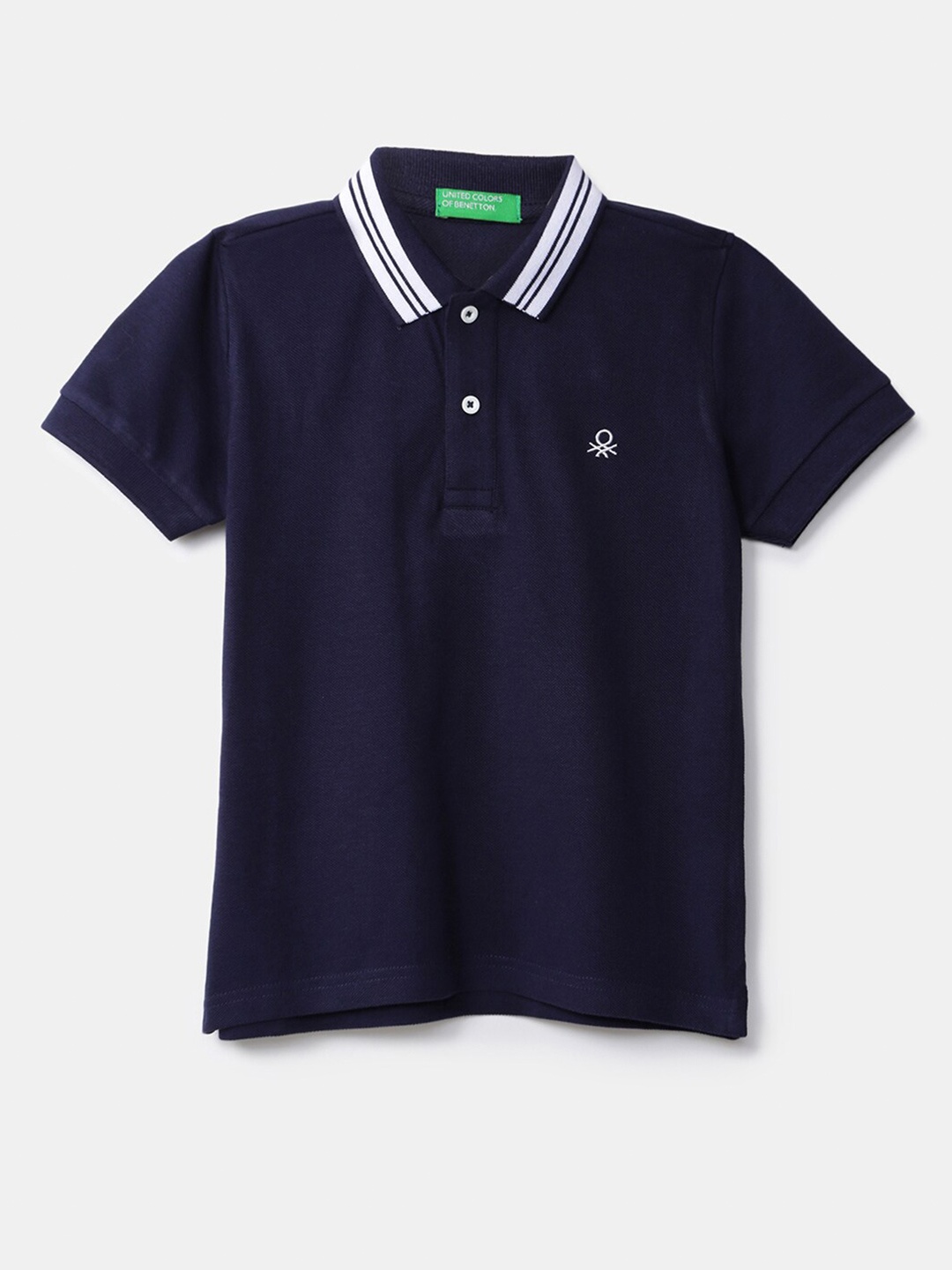 

United Colors of Benetton Boys Navy Blue Polo Collar T-shirt