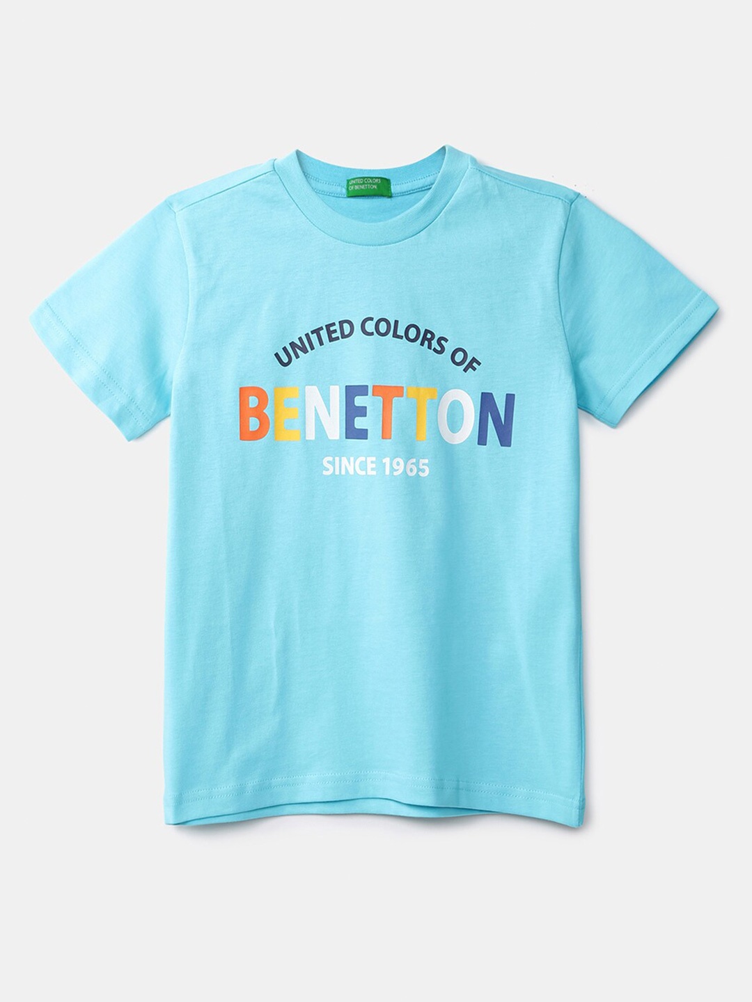 

United Colors of Benetton Boys Blue Typography Printed T-shirt