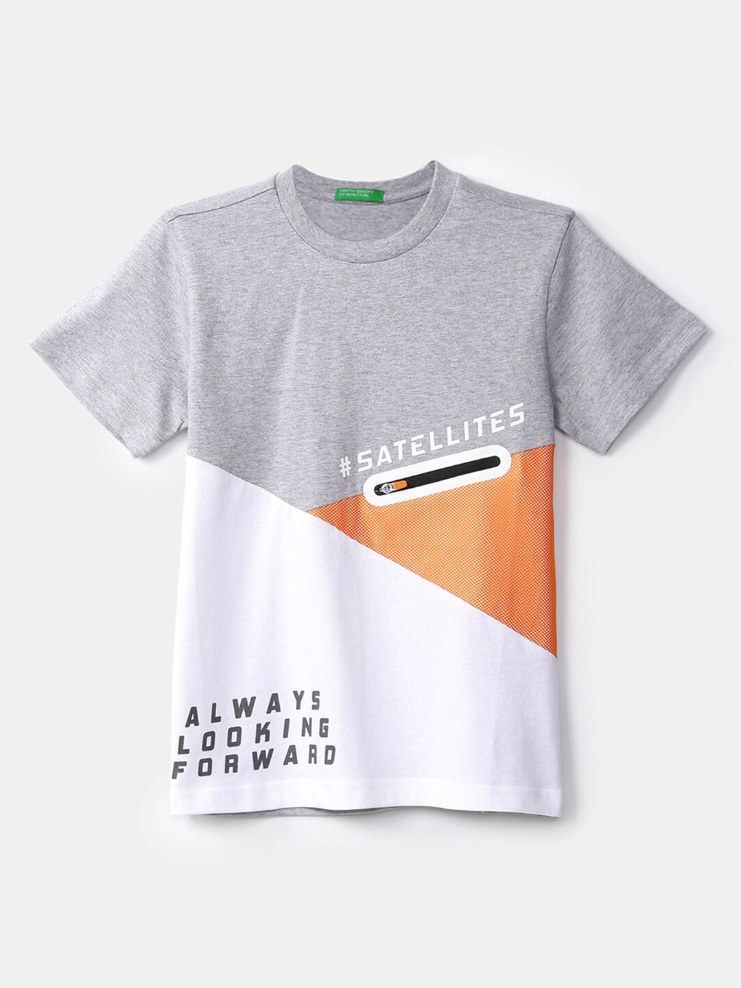 

United Colors of Benetton Boys Grey Colourblocked T-shirt