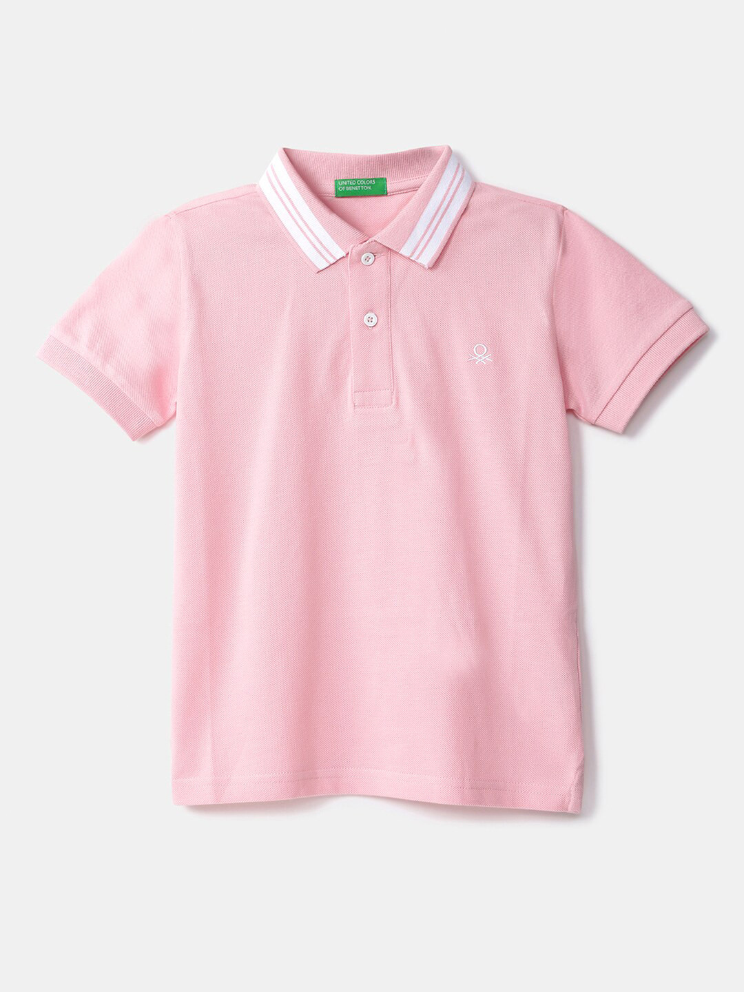 

United Colors of Benetton Boys Pink Polo Collar T-shirt