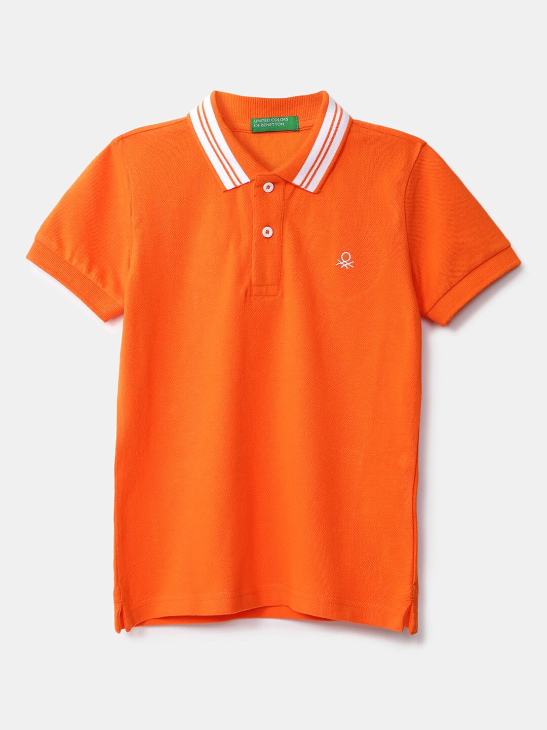 

United Colors of Benetton Boys Orange Polo Collar T-shirt
