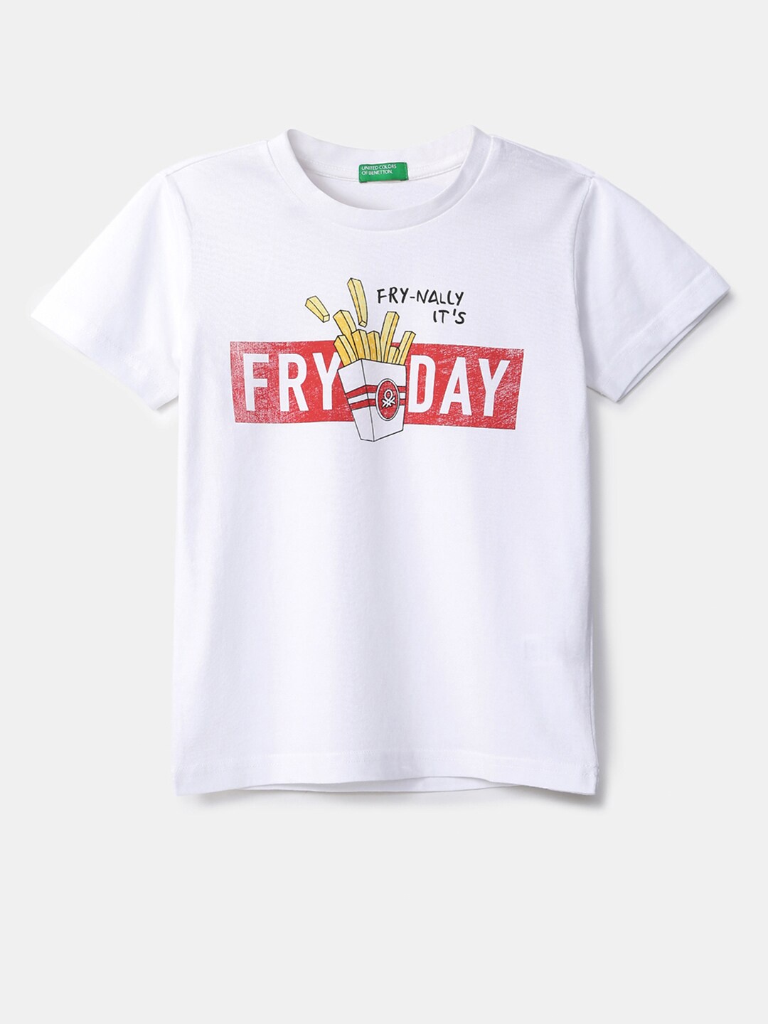 

United Colors of Benetton Boys White Printed T-shirt
