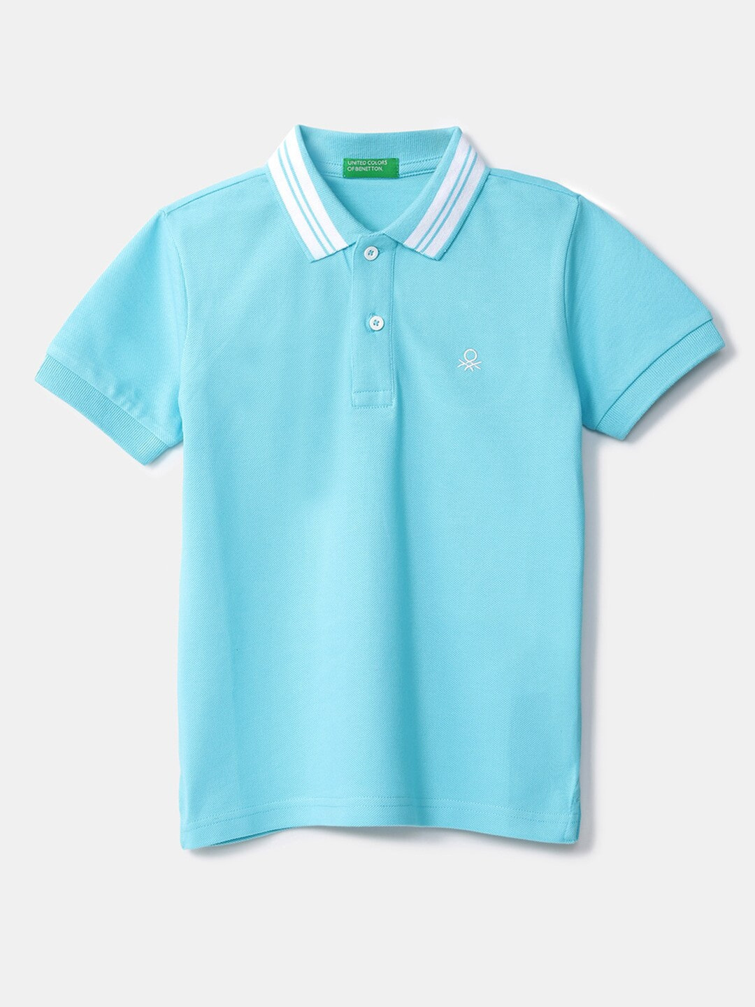 

United Colors of Benetton Boys Blue Polo Collar T-shirt