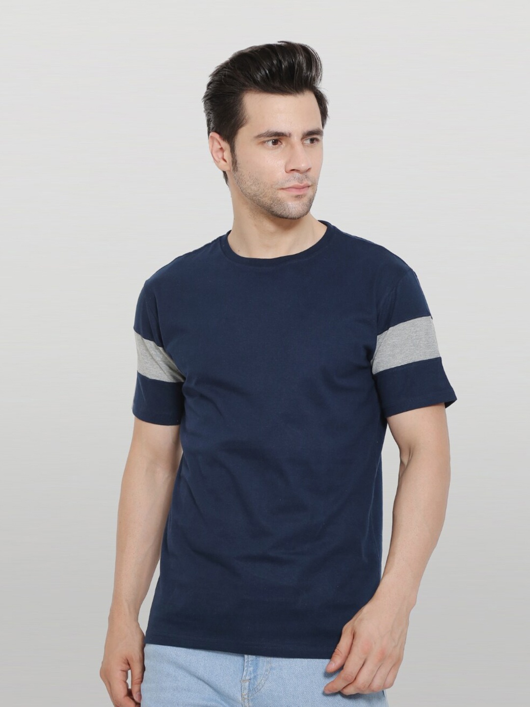 

The Label Bar Men Navy Blue Cotton T-shirt