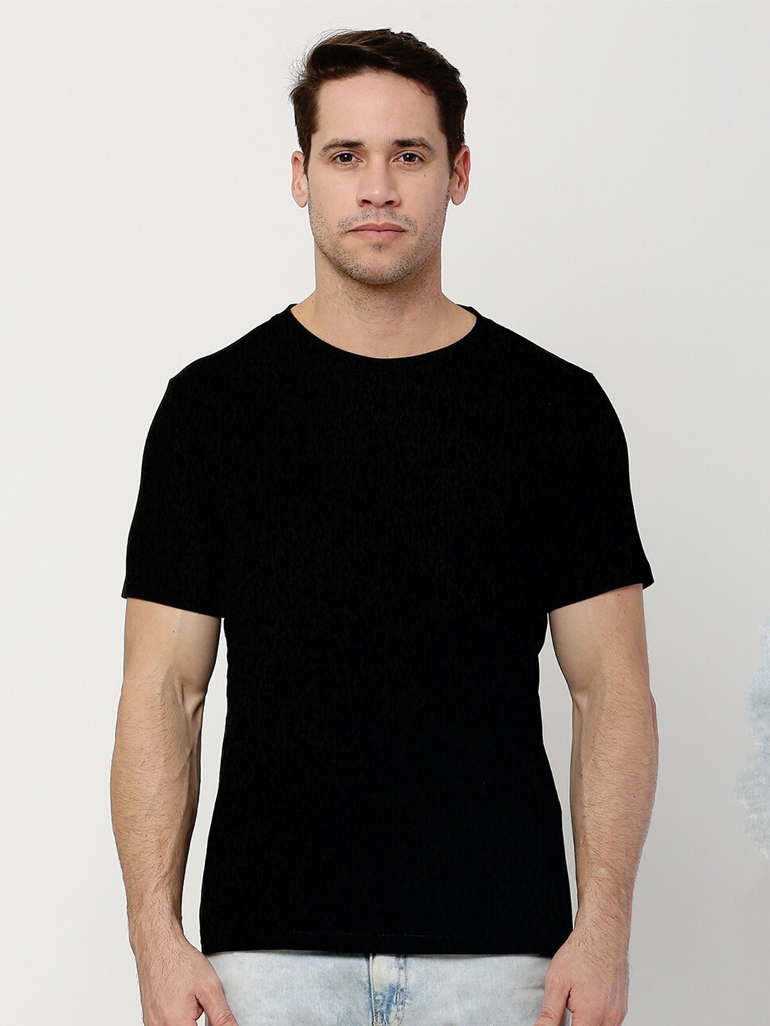 

The Label Bar Men Black Round Neck T-shirt