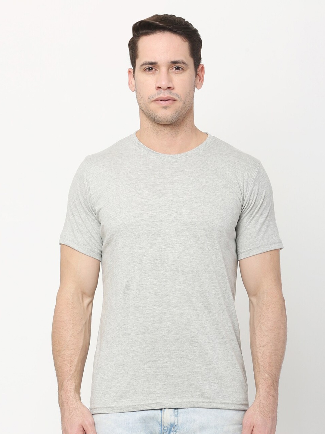 

The Label Bar Men Grey Round Neck T-shirt