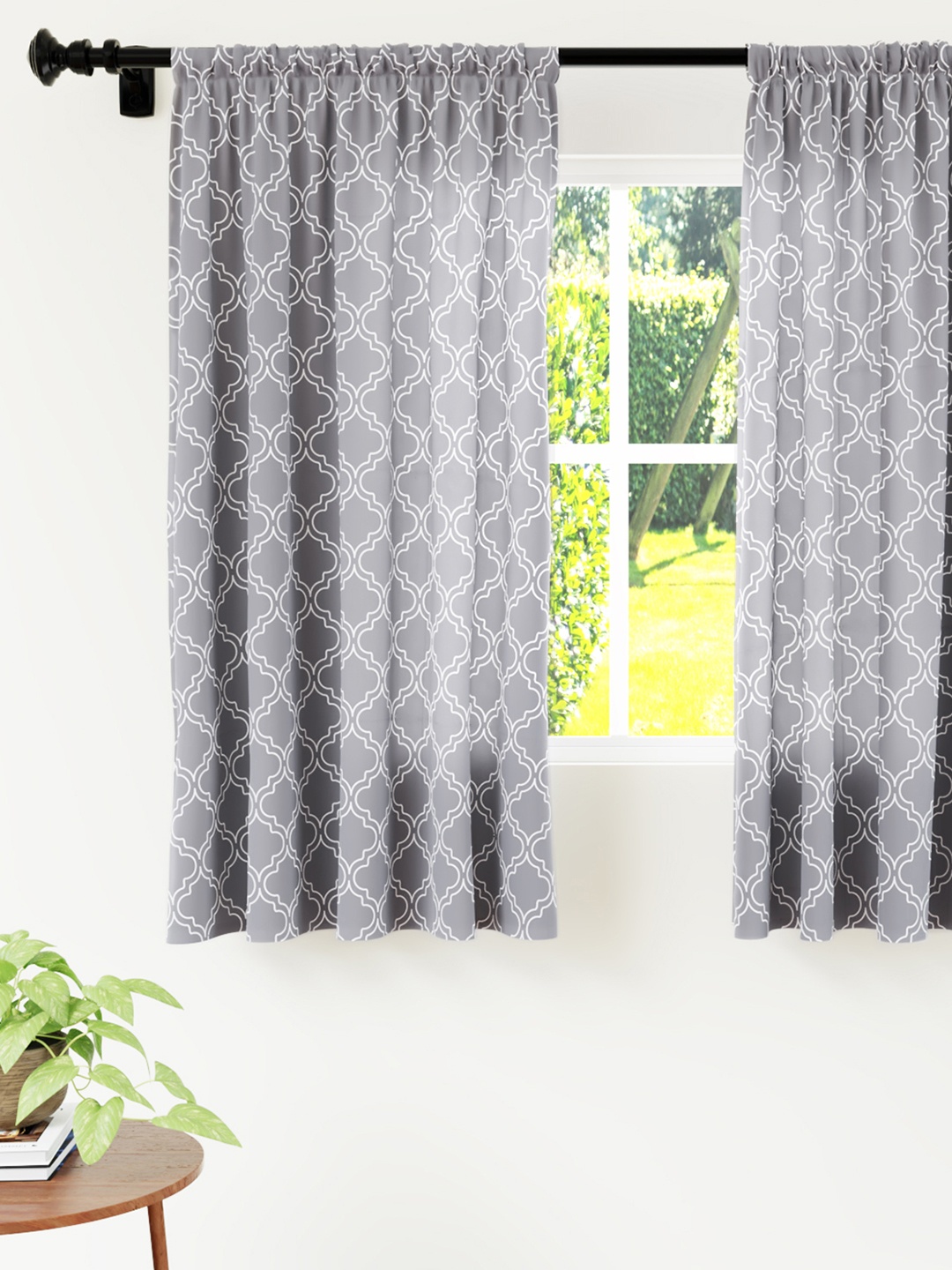 

Encasa Homes Grey Set of 2 Window Curtain