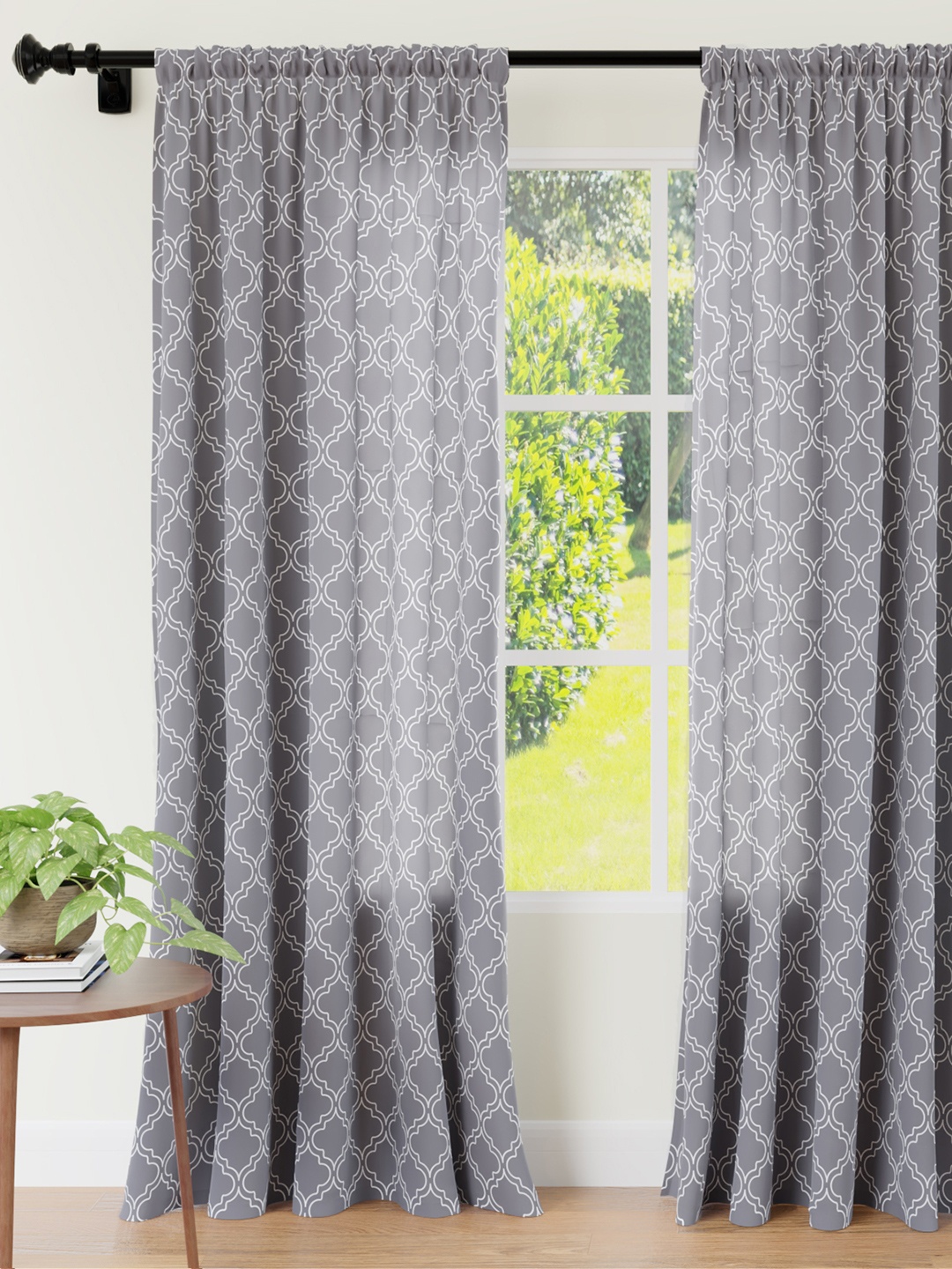 

Encasa Homes Grey & Off White Set of 2 Door Curtain
