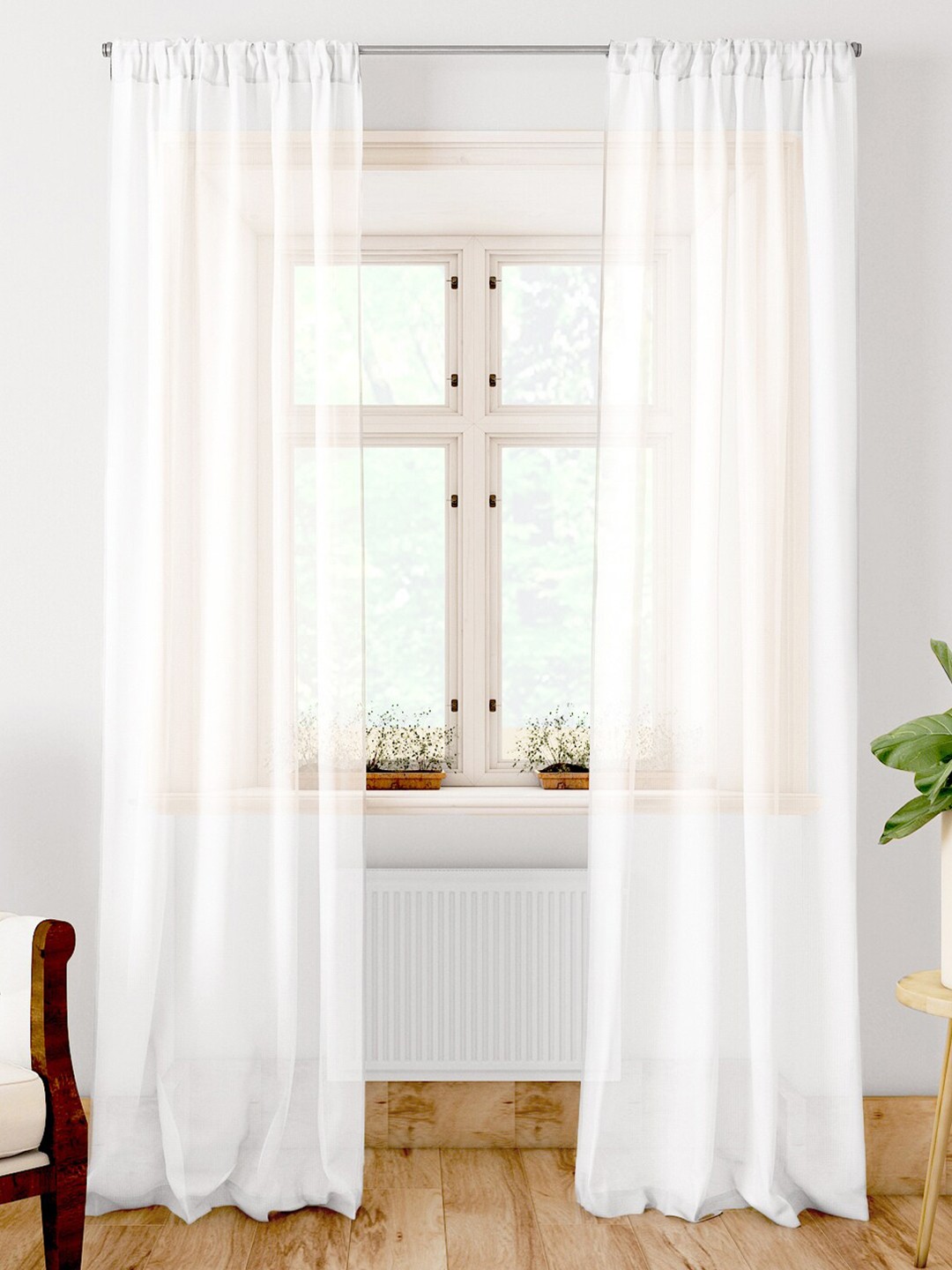 

Encasa Homes White Set of 2 Sheer Door Curtain